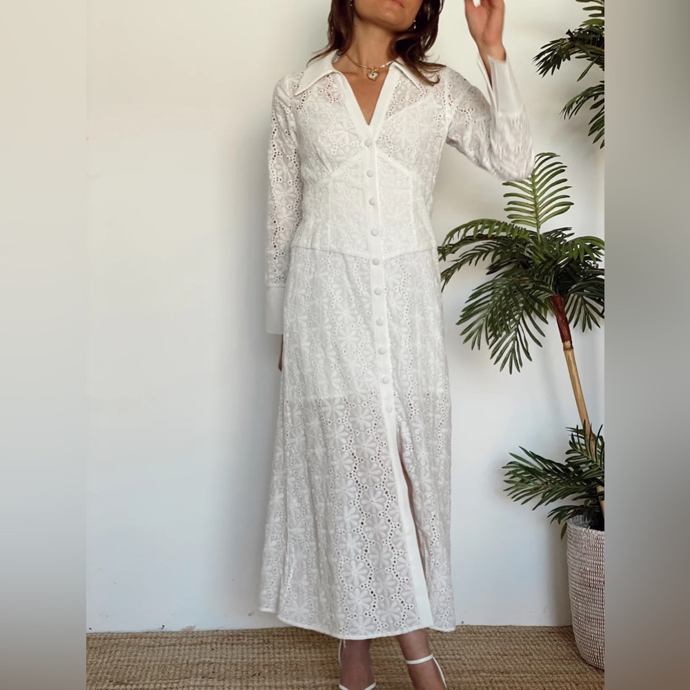 LINE & DOT LYDIA MIDI DRESS WHITE - Picture 4 of 4